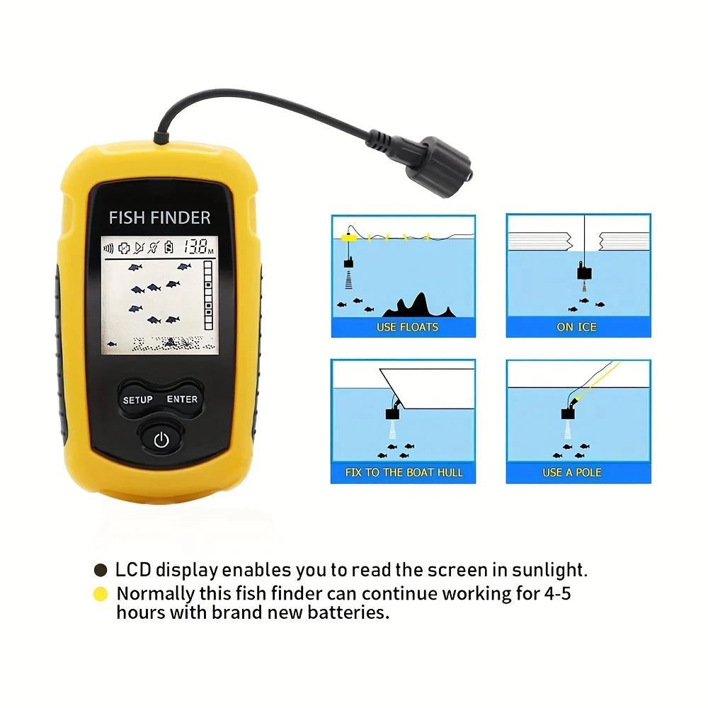 Smart Fish Finder-Instant Alarm Sonar System with Durable Transducer for Exciting Freshwater & Saltwater Fishing Expeditions