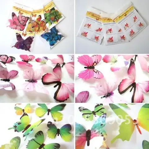 

Butterflies Wall Sticker Decals 12Pcs On The Wall New Year Home Decorations 3D Butterfly PVC Wallpaper For Living Room