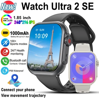 Watch Ultra 2 SE Men Women 1000mAh HD AMOLED 100+Sport Heart Rate Bluetooth Call GPS Track Waterproof Smartwatch For iOS Android 1