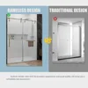 56-60 inch W x 76 inch H glass shower door, frameless shower door with handle and waterproof sealing strip, gold color 6