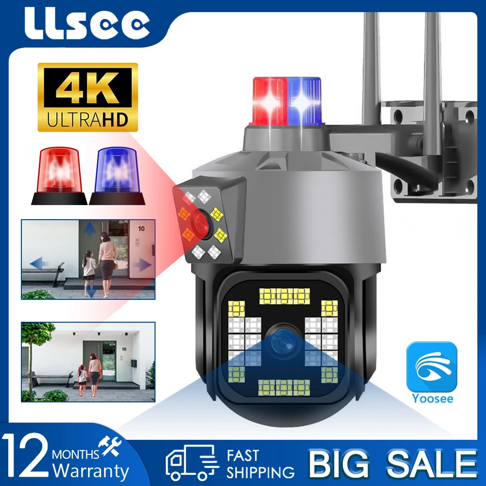 

LLSEE, YOOSEE，4K、8MP、CCTV camera WiFi,wireless outdoor IP security camera, PZT, color night vision, AI mobile tracking