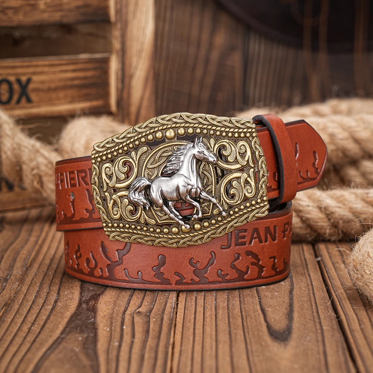 Feelorna Cintura Western Per Uomo E Donna, Vintage In Pelle Incisa - Foto 2