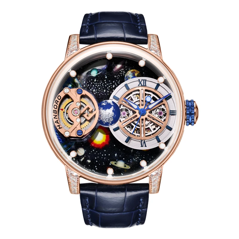 HANBORO Fashion Mechanical Watches for Men Brand Luxury Starry Sky