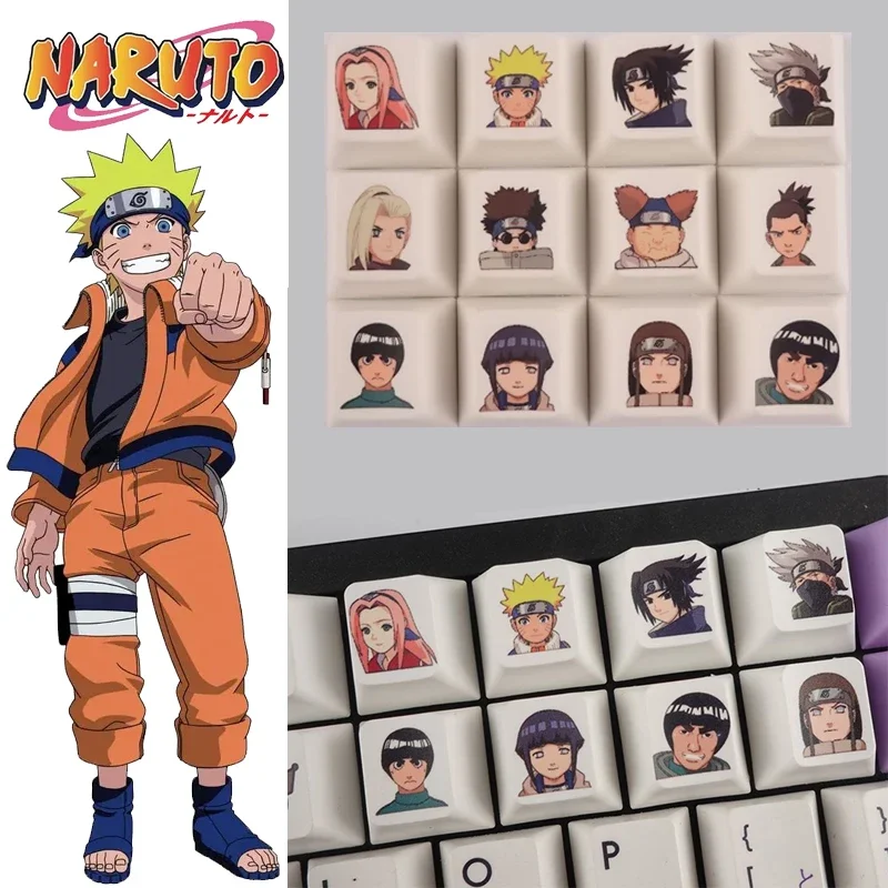 12Pcs Anime Naruto Keycaps Pbt Sublimazione Decorazione Personalità Keycap Stampo Keycap Per Cherry Mx Switch Tastiera Meccanica