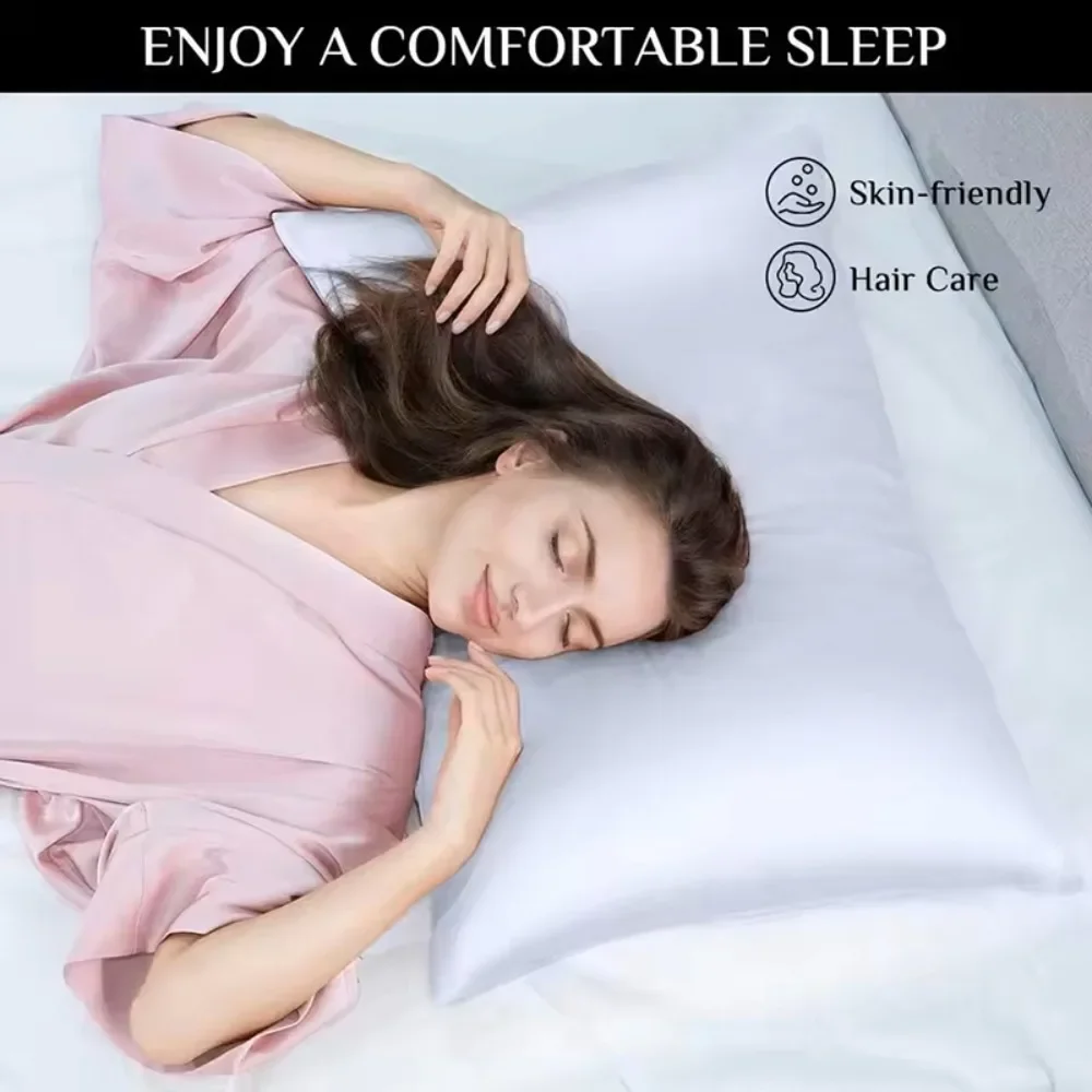 Silk Pillowcase Set of 2, Soft Breathable Mulberry Silk Pillow Cover for Hair and Skin, Luxury Zippered Pillow Case for