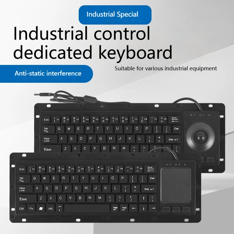Integrated Wired Industrial Keyboard with Touchpad Mouse Inlaid Anti-Static Anti-Interference Magnetic Ring for Computer Office