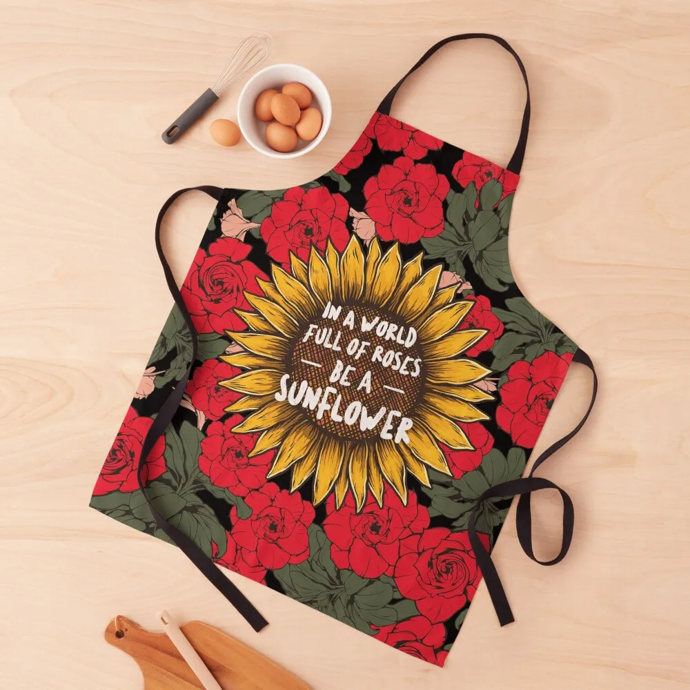 

In A World Full Of Roses Be A Sunflower Quote Apron Barista Apron Chef Accessories Chef Uniform Woman