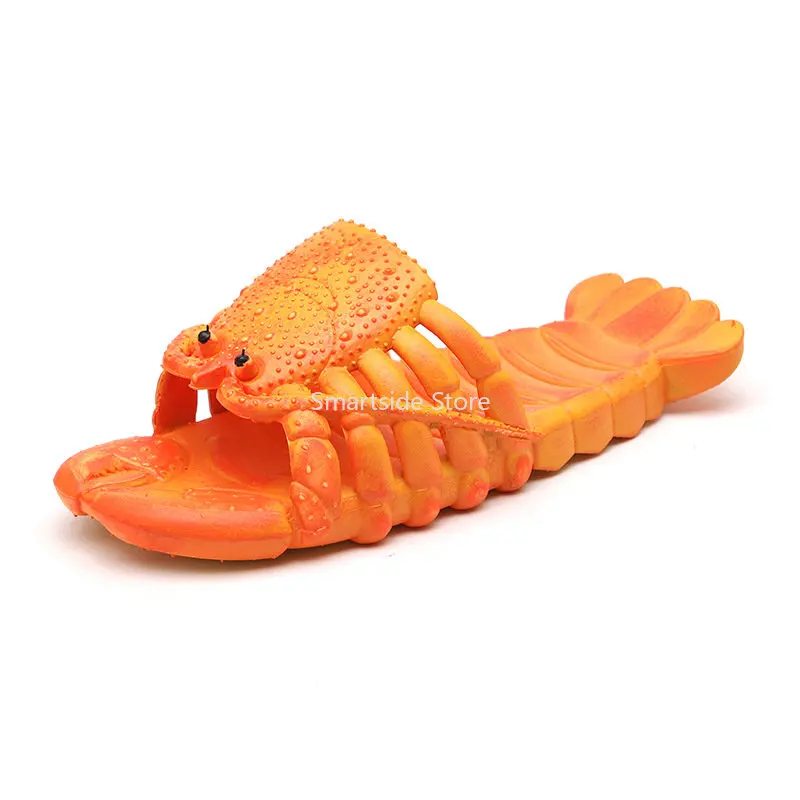 Lobster, Funny Solid Color Open Toe Non Slip Slides Shoes, Outdoor Beach Slides Sandals  Slippers Women