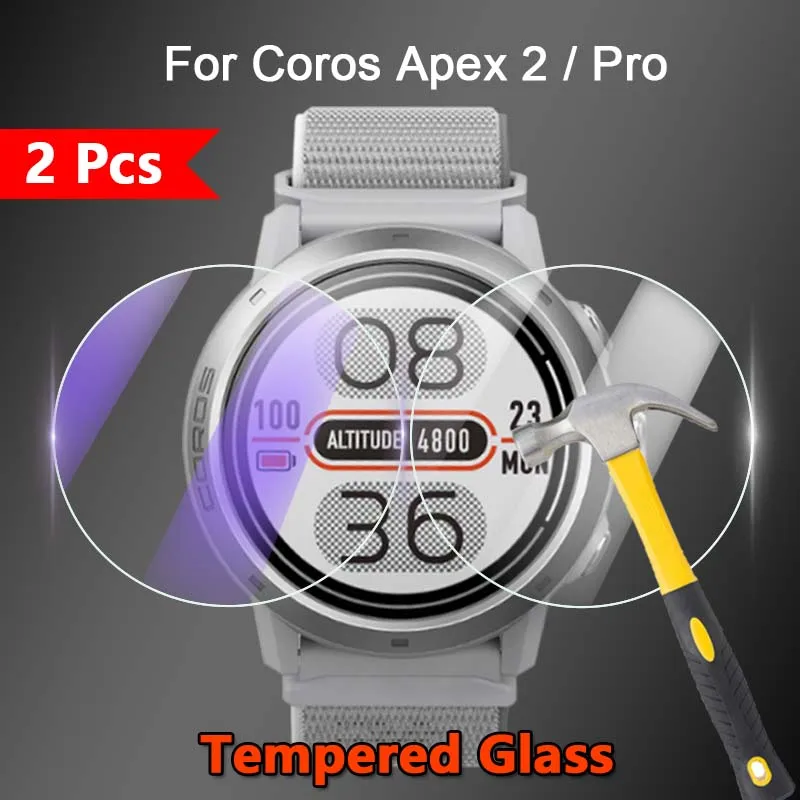 2 Pezzi Per Coros Apex 2 / Pro Smartwatch 2.5D Ultra Slim Clear / Anti Purple Light 9H Pellicola Proteggi Schermo In Vetro Temperato