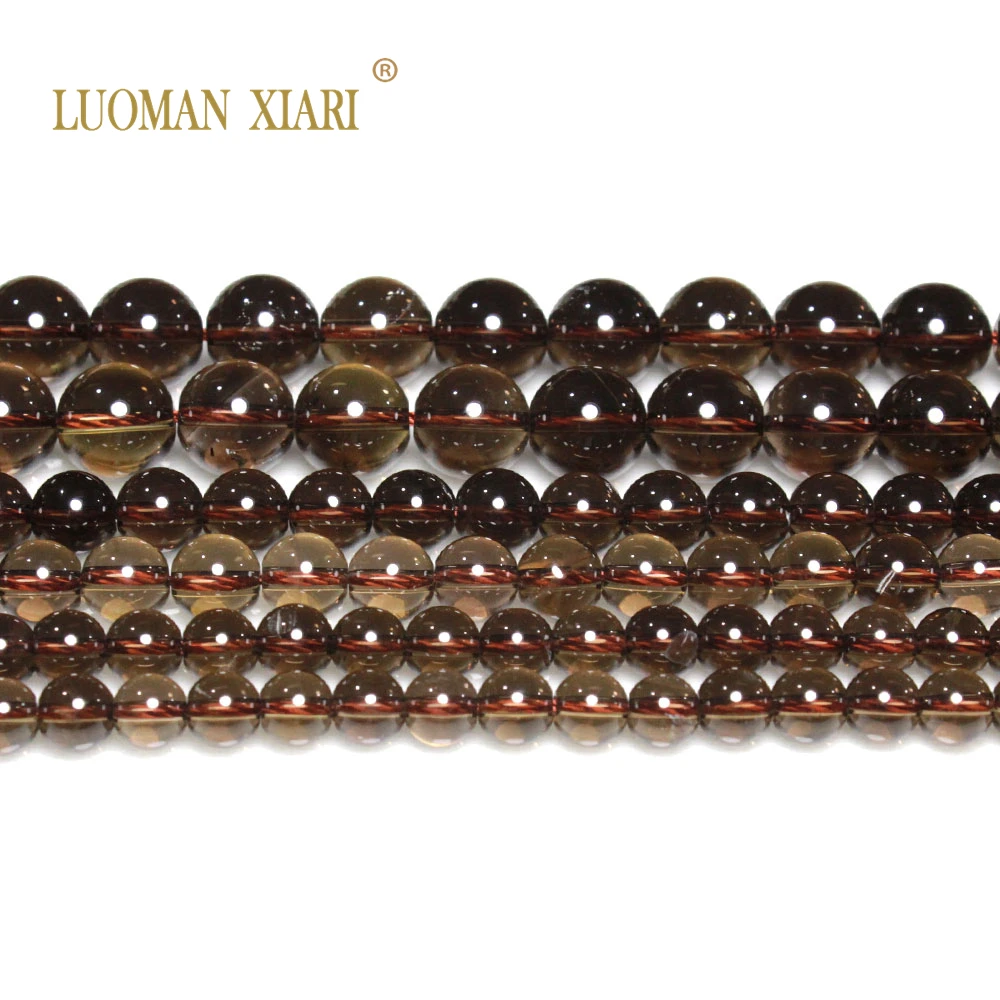 100% Natural AAA Smoky Quartz Transparent Round Stone Beads for Jewelry Making DIY Bracelet Necklace Accessories 6/8/10MM 15'' 3
