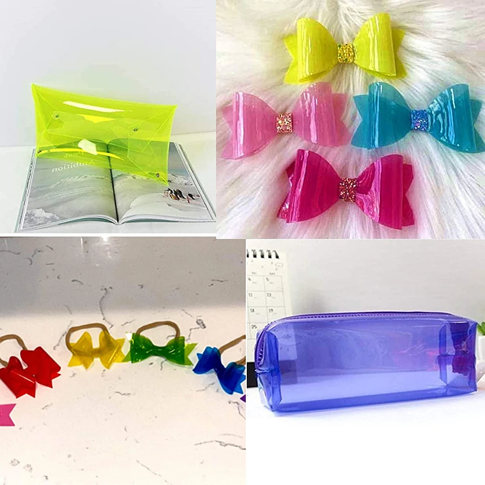 20x120CM Roll Red Purple Green Blue Orange Transparente PVC Vinyl Fabric Soft Glass Cloth Waterproof For Bag Bow Material DIY