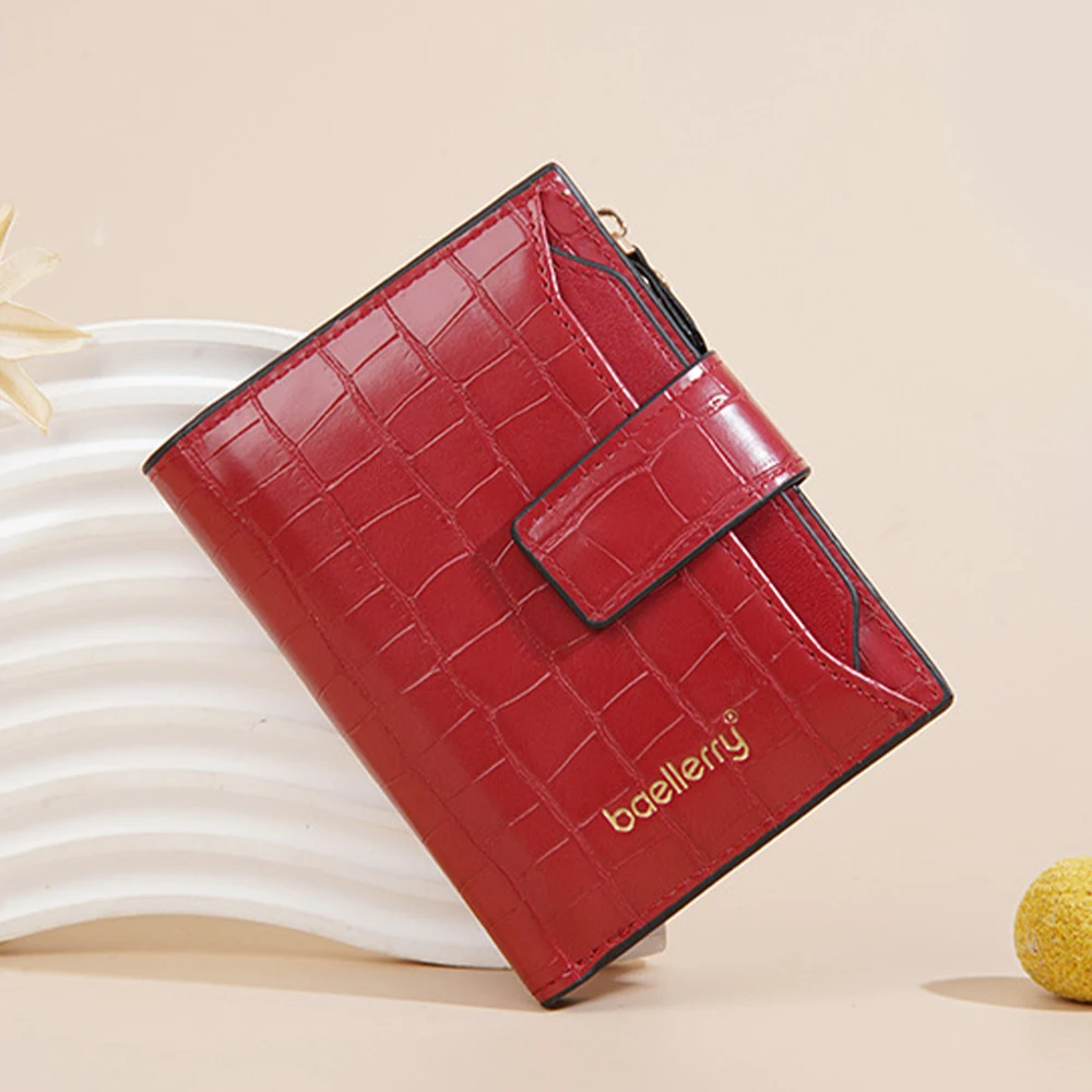 1Pcs Women's Short Zipper Wallet, Thin Card Holder with Pull-Out Id Window, Stylish Ultra-Thin Wallet for Daily Use