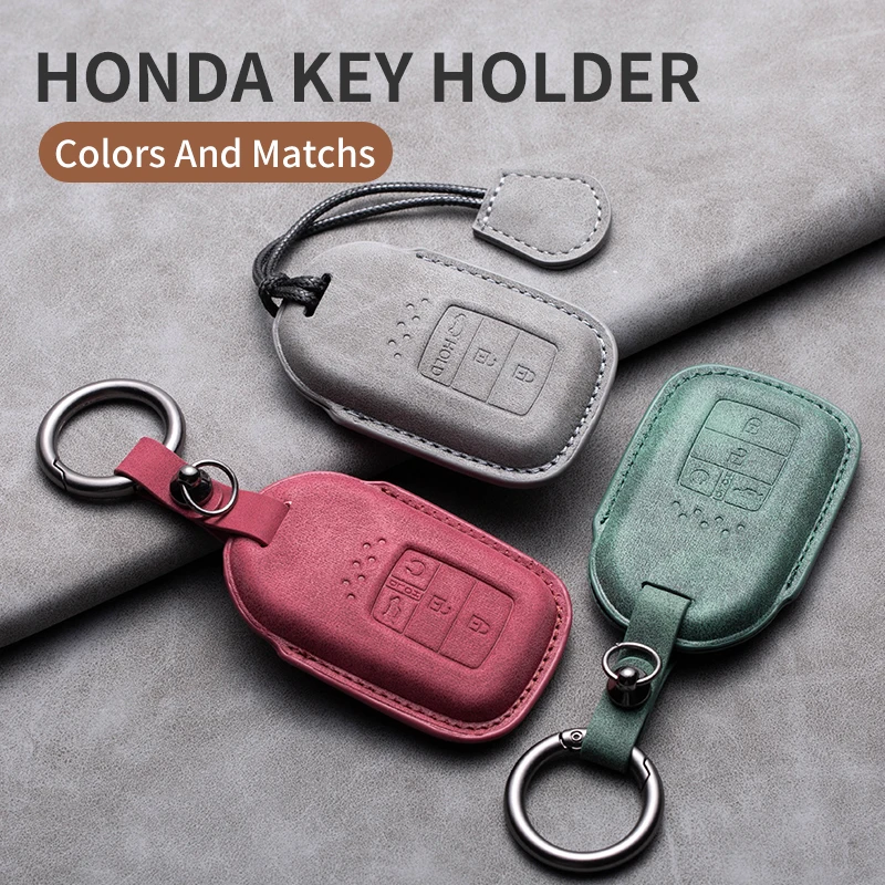 

Leather Car Key Case Cover Key Bag Holder For Honda CRV CR-V Fit Civic HR-V HRV City Odyssey XR-V Accord Keychain Accessories