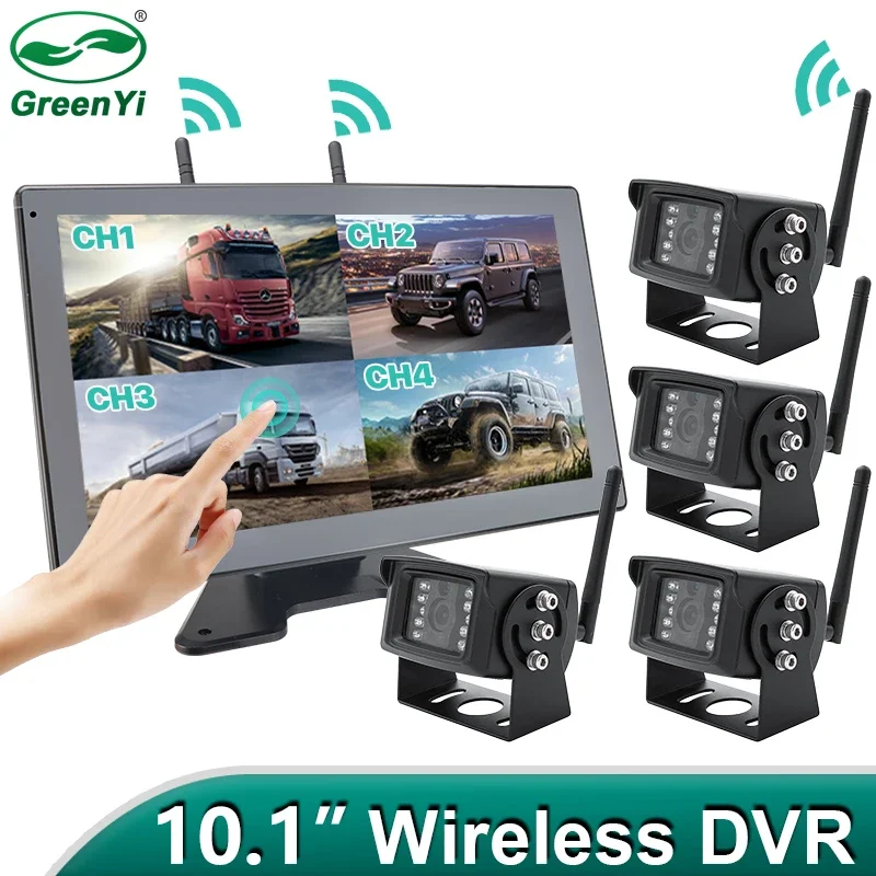 GreenYi10AHDDigitalWirelessDVRRecorderReverseBackupCamerawithWiFiMonitorForTruck