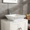 16.5" Square Bathroom Vessel Sink White Porcelain Counter Bowl for Bathroom Vanity Vessel Sink Rectangle Bathroom Modern Above 4
