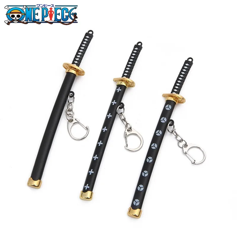 Anime Samurai Ninja Sword Toy modelo para crianças, chaveiro de aço real, lança, pá Vere, Katana, espadas, meninos, 1 pc