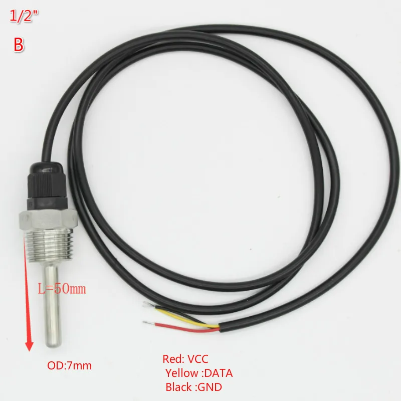 Фото Цифровой датчик температуры DS18B20 G1/2 
