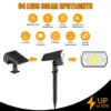 LED Solar Spot Light 64 LED Outdoor Garden Solar Landscape Spotlights Waterproof 3 Modes Wall Light Door Backyard Garage 5