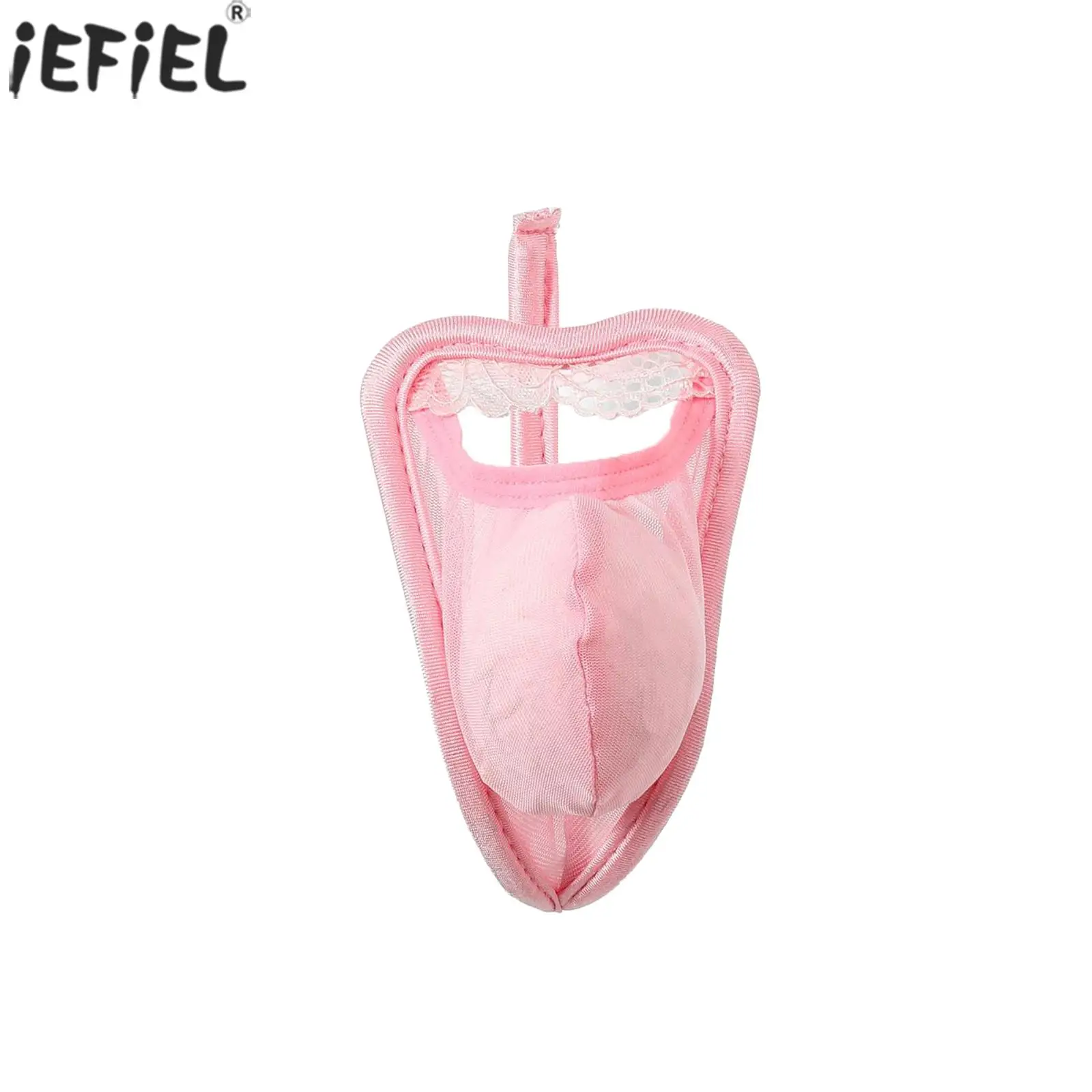 

Mens Sexy Lace C-String Underwear Mesh Bulge Pouch Thongs Cutout Strapless Invisible Seamless Panties Erotic Lingerie Nightwear