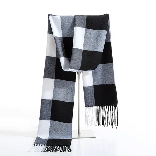 men's scarves & shawls Luxury Brand Winter Men Cashmere Scarf Black White Plaid Scarves Pashmina Shawl Casual Blanket Tassel Wraps Man Business Foulard mens blanket scarf Scarves