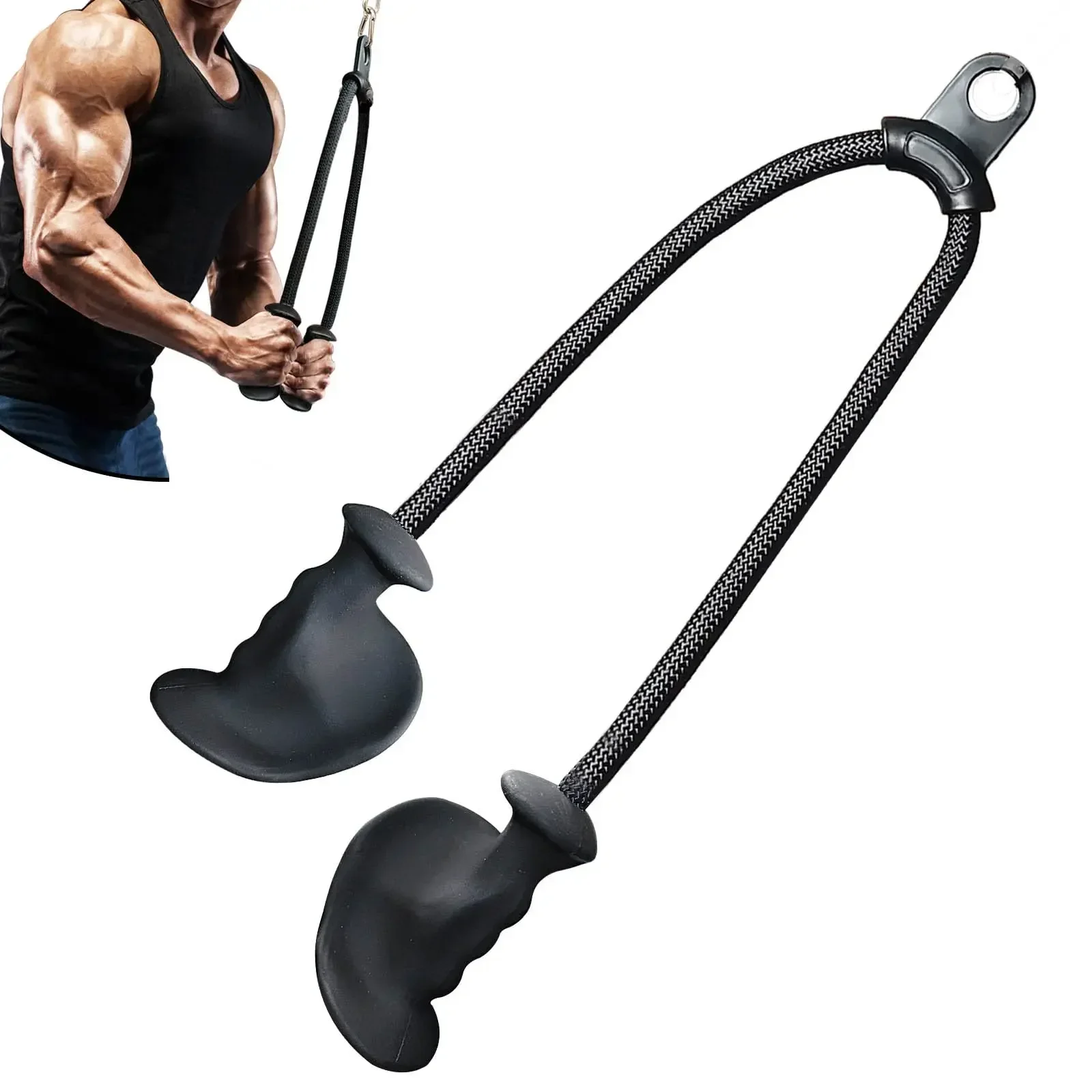 

Attachment Rubber Handle Rope Natural Attachment Down Grip Triceps Non-Slip Cable Ergonomic Anti-Slippery Pulley DIY Pull