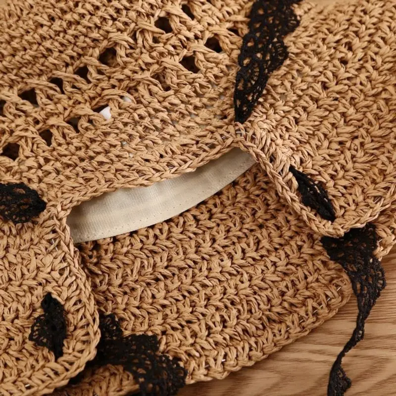Summer Women Straw Hats Large Brim Outdoor Camping UV Protection Beach Caps