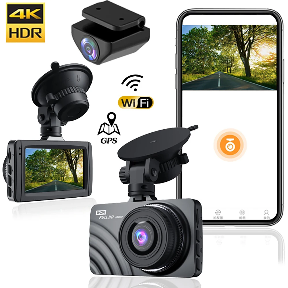 

Видеорегистратор автомобильный, 4K 2160P, GPS, Wi-Fi
