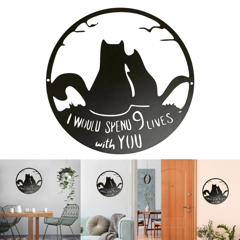

448B Double Cat Wall Art Metal Wall Decor Wall Hangings Ornaments Wall Sculptures Fashion for Bedroom Living Rooms or Office
