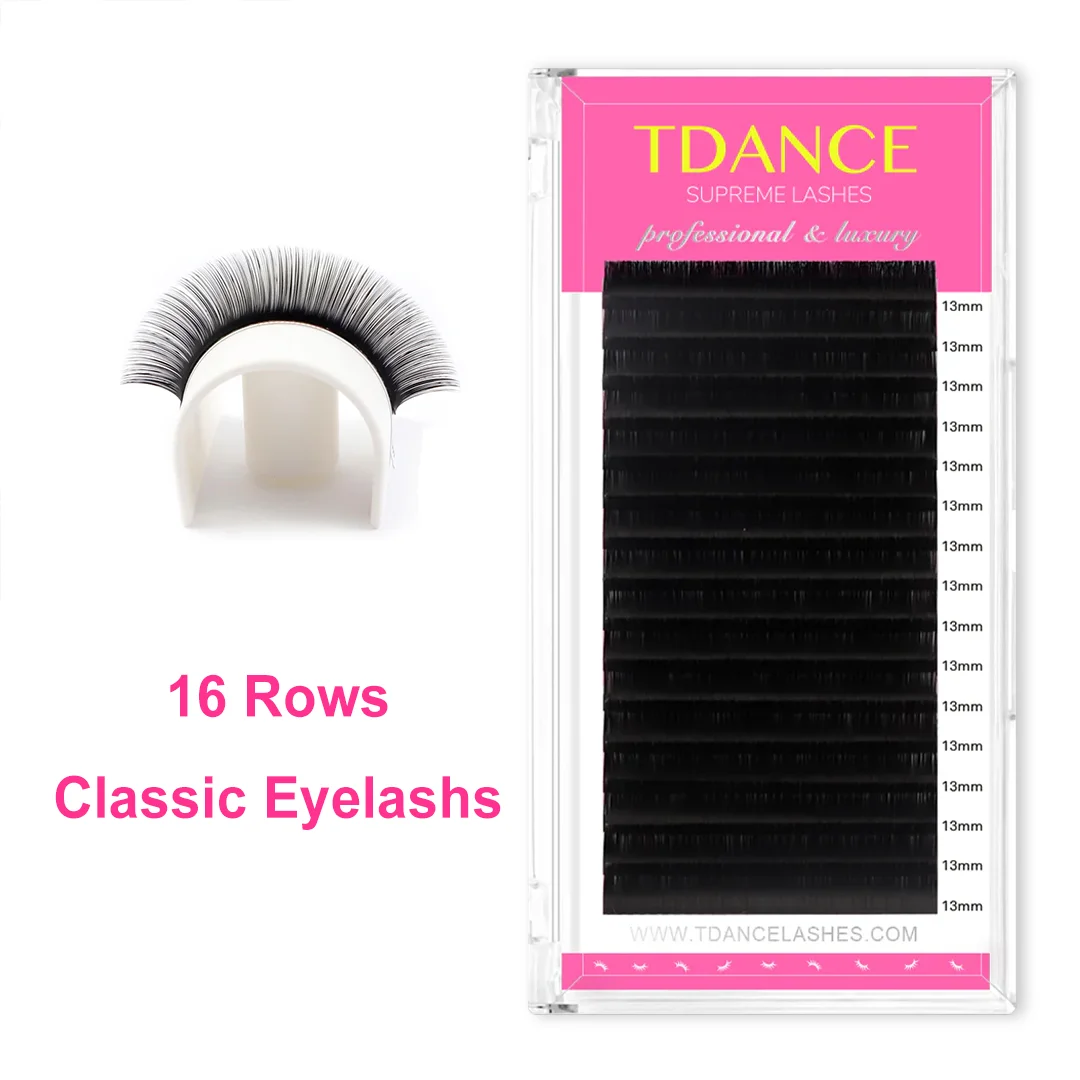Description Picture 2 of itemTDANCE Classic Eyelash Extension Korea PBT 16 Row Matte Black Faux Mink Lashes Russian Volume Makeup Eyelashes Individual Lash