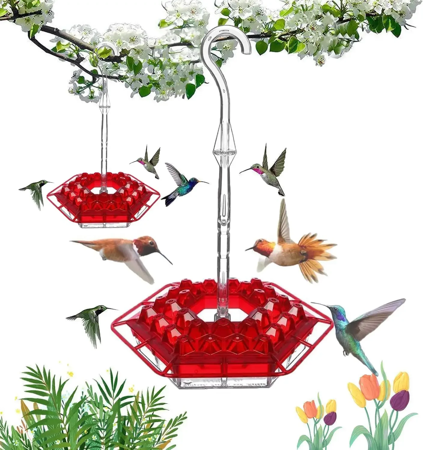 

Pack Hummingbird Feeders for Outdoors Plastic Hummingbird Feeders Perfect for Outdoor Hanging Resistant to Ants and Bees