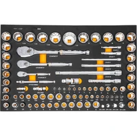 83 Piece Mechanics Tool Set with EVA Foam Tray  1/4'', 3/8", 1/2" Drives  90-Tooth  SAE & Metric  86529 garage storage 1
