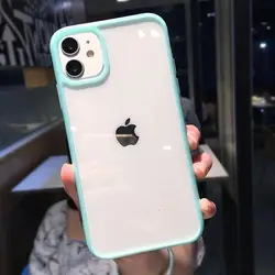 Vibrant Candy Color Soft Shockproof Phone Case with Transparent Bumper Design - iPhone 11 (Blue)