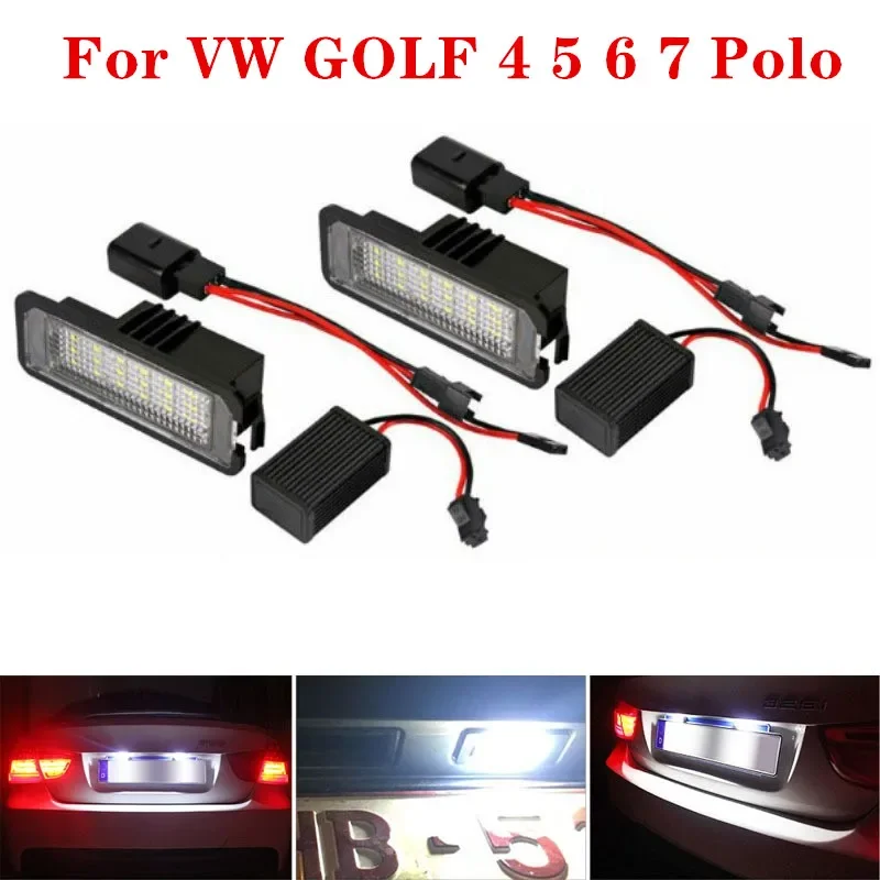 

2Pcs 12V 6000K LED Number License Plate Light Lamps for VW GOLF 4 5 6 7 Polo 6R Car License Plate Lights Exterior Accessories
