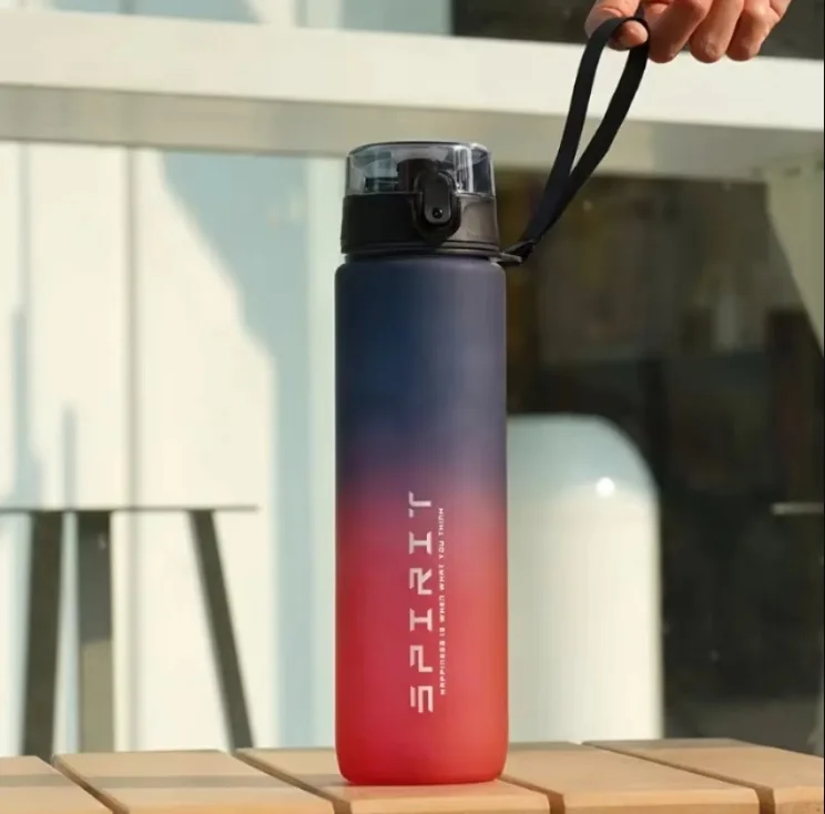 Colorful Leak-Proof Sports Water Bottle with Filter and Portable Strap