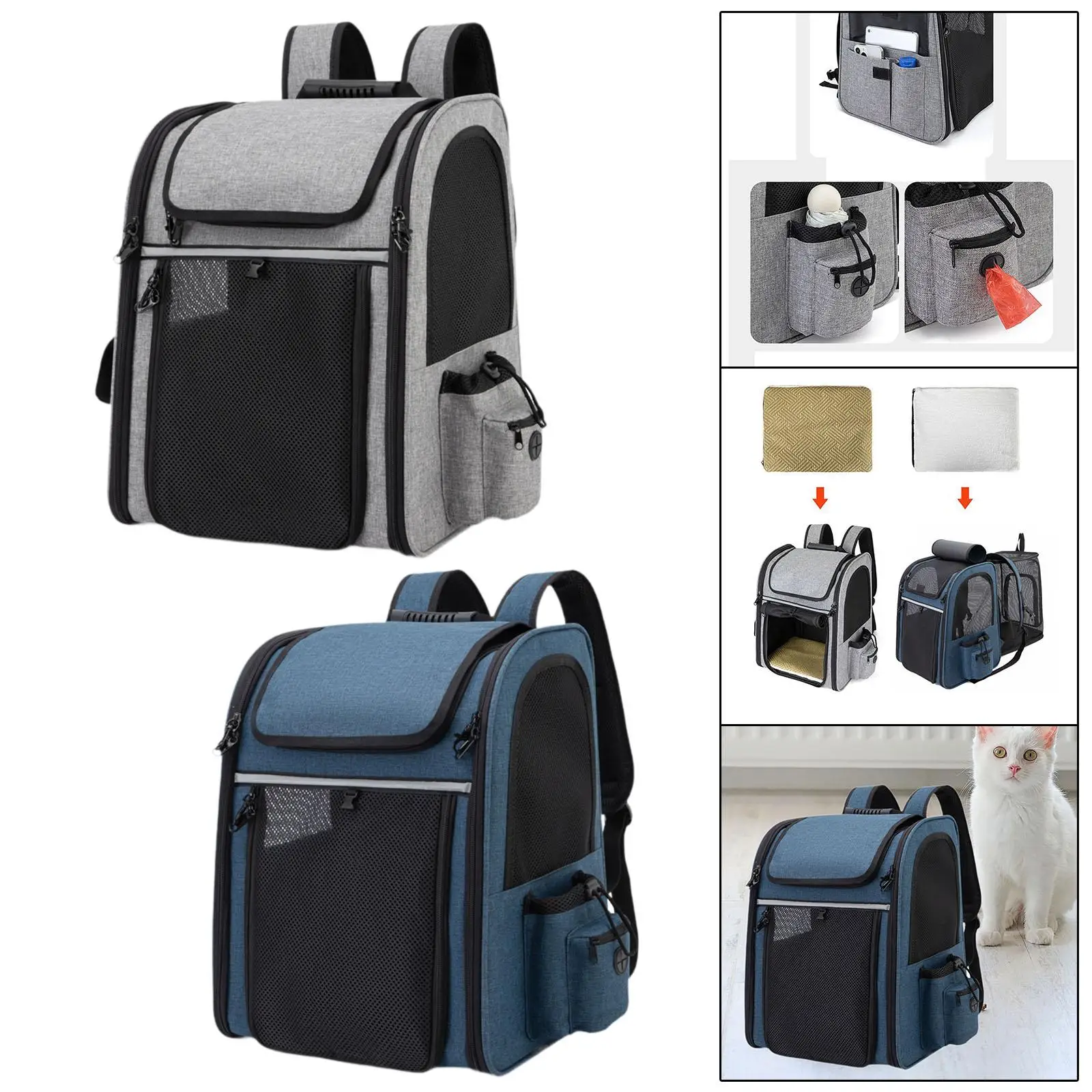 Dog Backpack Carrier Breathable Mesh Large Capacity for Small Dogs and Cats Lightweight Expandable Walking Traveling Hiking