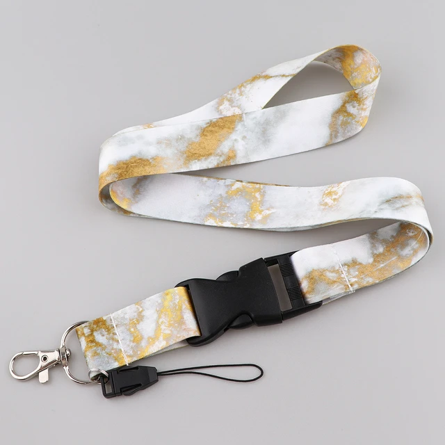 Marble Pattern Neck Strap Lanyards For Keys Keychain Badge Holder