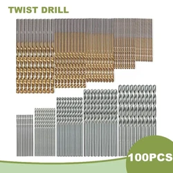 100PCS Titanium Plated Twist Drill Bit Set - Round (100pc twist drill)