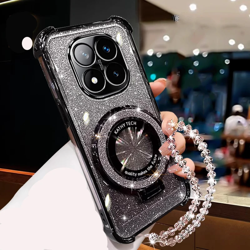 Glitter Crystal Bracelet Phone Holder Case - Shockproof Bracket Cover