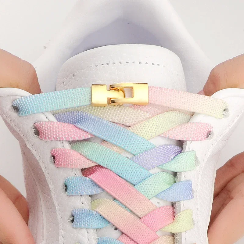 Vibrant Rainbow No-Tie Elastic Shoelaces