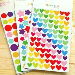 6 Sheets Children Craft Album Scrapbook Sticker Lovely Stickers For Journaling Star Love Round Shape Stickers Labels for School