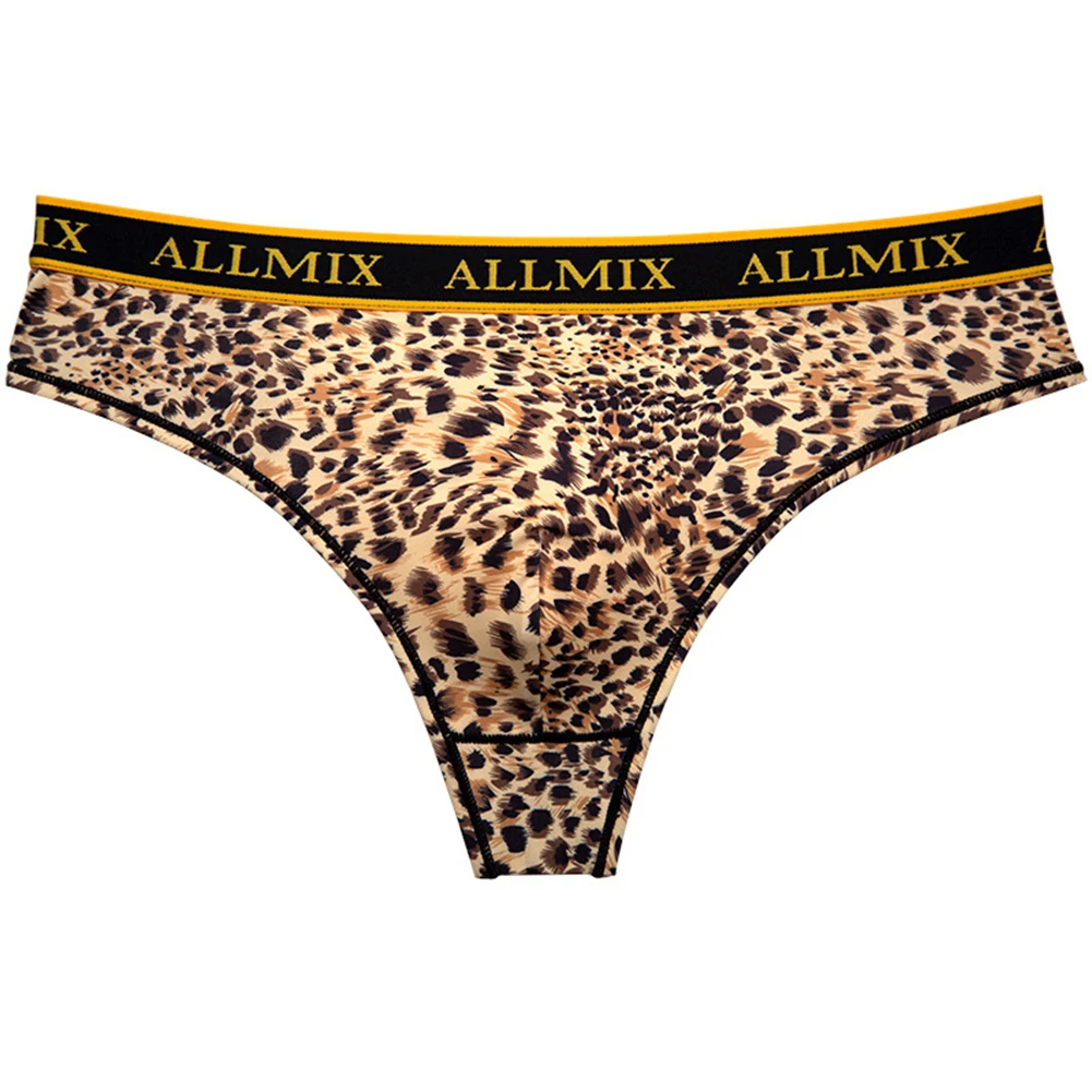 Men Sexy Leopard Briefs Sexy Bikini Thong Low Rise T Back Underwear Bugle Pouch Panties Hight Cut Casual Swimwear Breath Pants