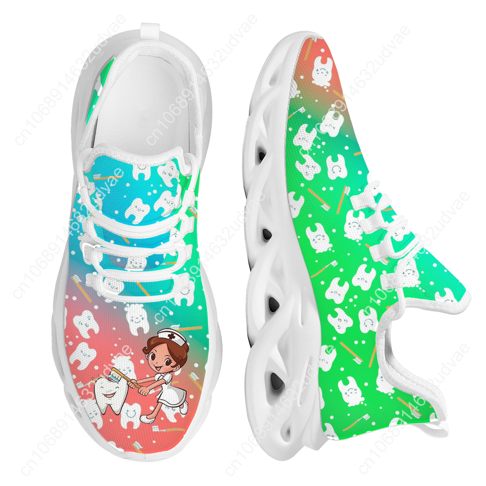 Women Casual Shoes Cute Teeth and Nurse Cartoon Lightweight Mesh Swing Sneakers for Ladies Tennis Sneakers Zapatilla