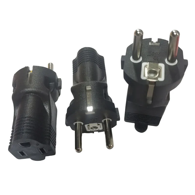 Black Universal EU to US Travel Power Adapter Plug