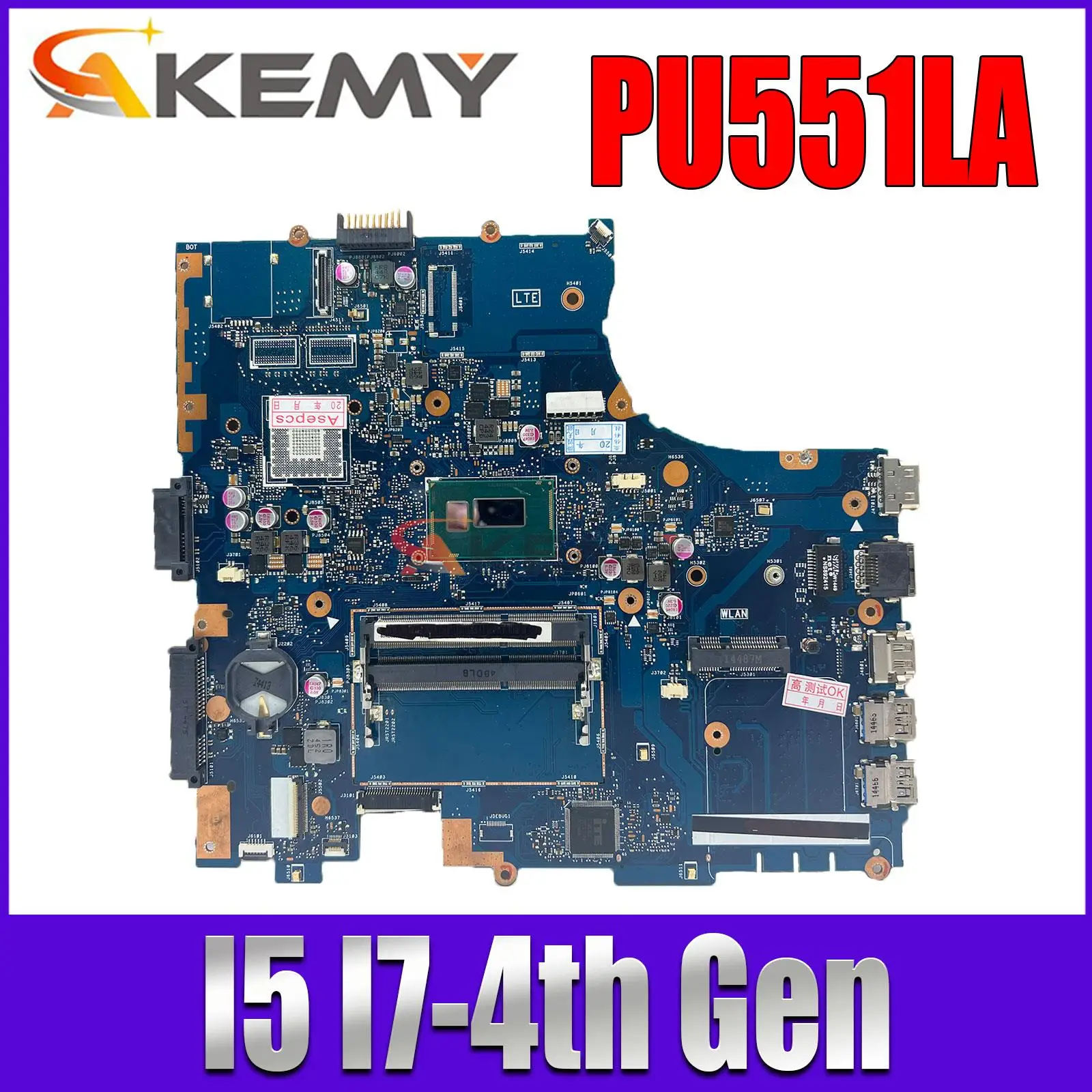 

PU551LD Notebook Mainboard For ASUS PRO551L PU551LD PU551LA PU551L PU551 Laptop Motherboard I5 I7-4th Gen 100% Tested Work