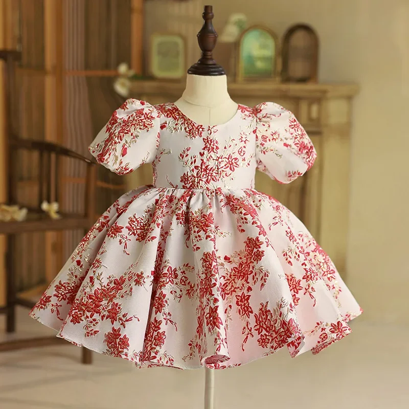 

2023 High-end Baby Spanish Lolita Princess Ball Gown Beading Design Birthday Baptism Party Easter Eid Dresses for Girls