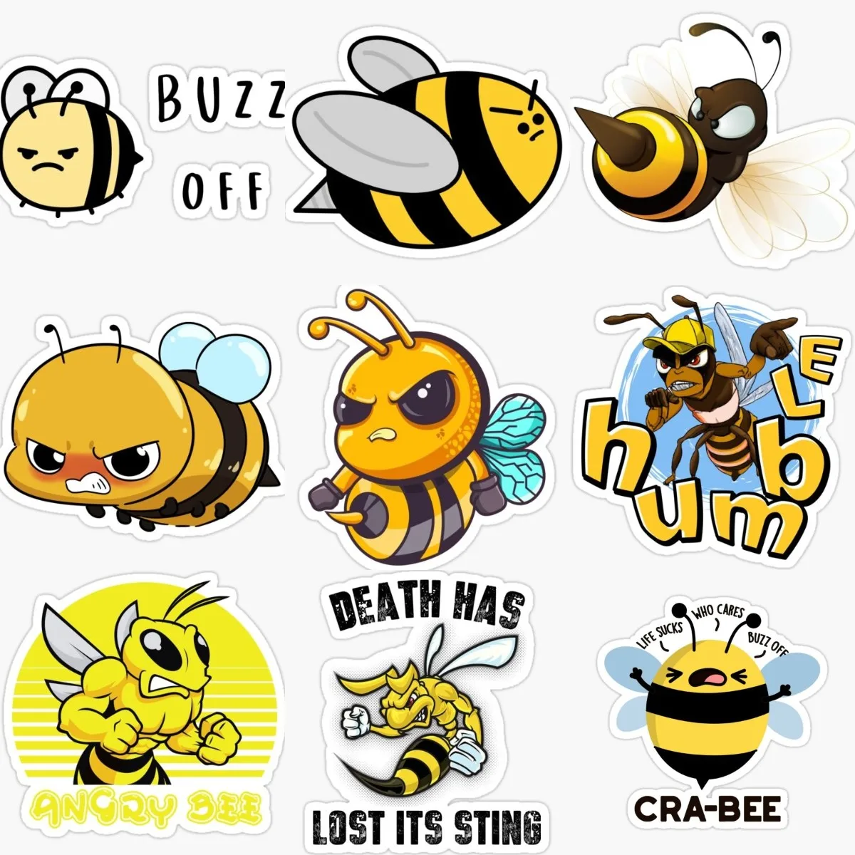 

Angry Catoon Cute Bee Sticker Laptop Truck Racing Motorcycle Accessories Wall Class Window Bicycle Camper PVC Accessories Decal