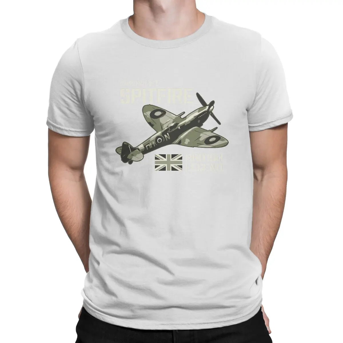 thumbnail image 1 of Camisetas para hombre con diseño de avión de combate de la RAF, avión de la Segunda Guerra Mundial, leyenda británica, camiseta vintage para amantes de los aviones, camiseta de cuello redondo., 1 of 7