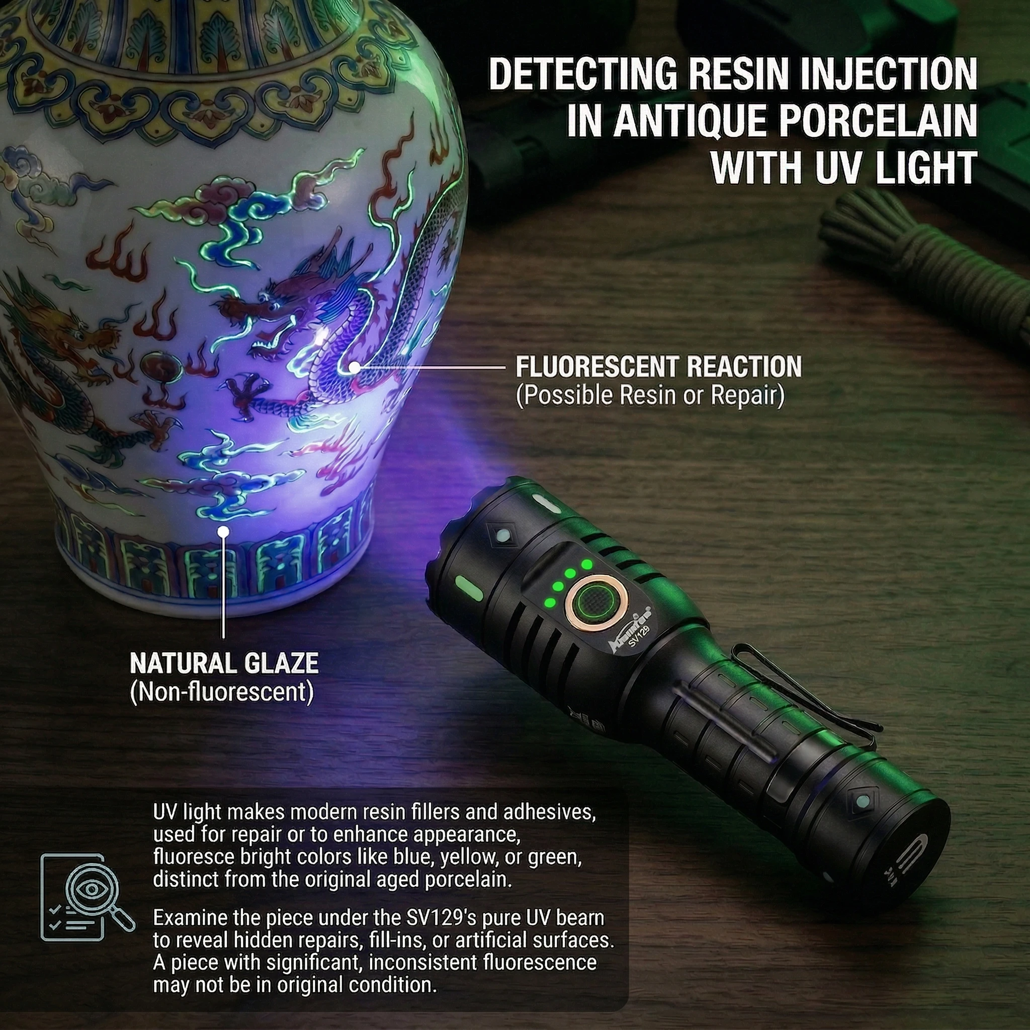 알론파이어 20W 고출력 365nm UV LED 블랙라이트 손전등 USB 충전식 고양이 강아지 얼룩 애완동물 무좀 광석 돈 전갈 탐지 토치