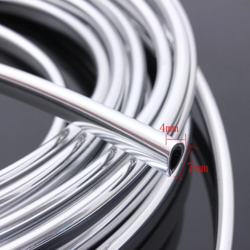 6M Car Door Chrome Molding Trim Strip Edge Scratch Guard Protector Cover Strip Roll Chrome Styling Molding Trim Strip