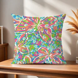 Luxurious Soft Decorative Pillow Case for Sofa - Colorful Lilly Design, Home Decor Protective Cover, No Insert Included (Z1)